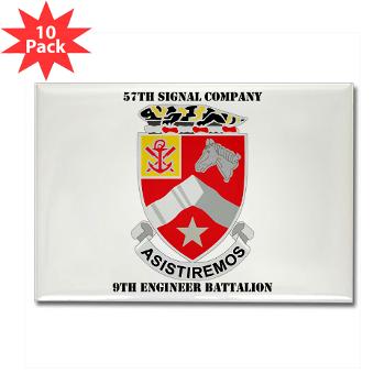 57SC9EB - M01 - 01 - DUI - 57th Signal Company, 9th Engineer Battalion with Text Rectangle Magnet (10 pack)