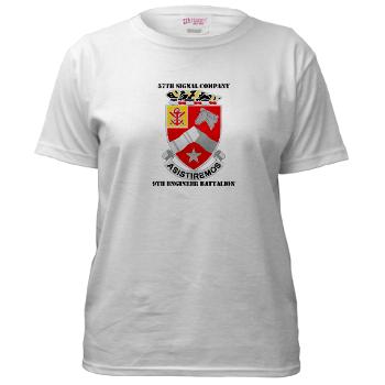 57SC9EB - A01 - 04 - DUI - 57th Signal Company, 9th Engineer Battalion with Text Women's T-Shirt