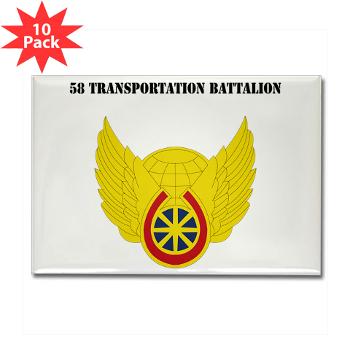 58TB - M01 - 01 - 58th Transportation Battalion with Text - Rectangle Magnet (10 pack)