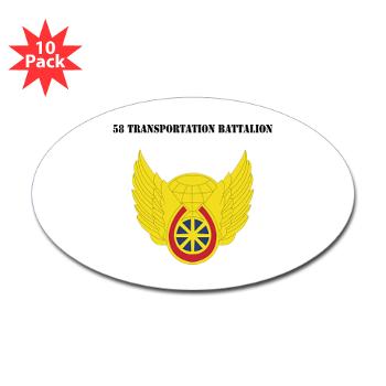 58TB - M01 - 01 - 58th Transportation Battalion with Text - Sticker (Oval 10 pk)