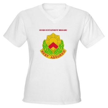 593SB - A01 - 04 - DUI - 593rd Sustainment Brigade with Text Women's V-Neck T-Shirt