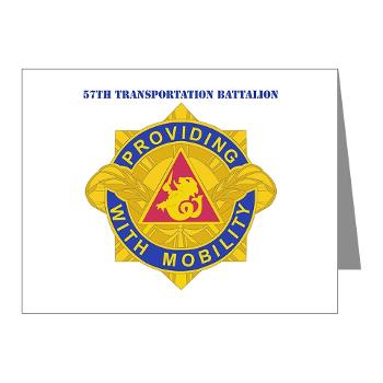593SB57TB - M01 - 02 - DUI - 57th Transportation Bn with Text - Note Cards (Pk of 20)