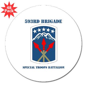 593SB593STB -M01 - 01 - DUI - 593rd Bde - Special Troops Bn with Text - 3" Lapel Sticker (48 pk)