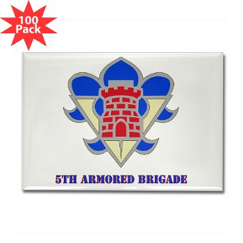 5AB - M01 - 01 - DUI - 5th Armor Brigade with text - Rectangle Magnet (100 pack)