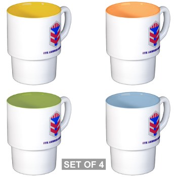 5AB - M01 - 03 - SSI - 5th Armor Brigade with text - Stackable Mug Set (4 mugs)