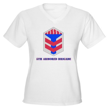5AB - A01 - 04 - SSI - 5th Armor Brigade with text - Women's V-Neck T-Shirt