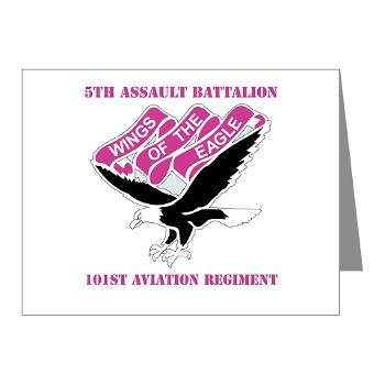 5AB101AR - M01 - 02 - DUI - 5th Aslt Bn - 101st Aviation Regt with text - Note Cards (Pk of 20)