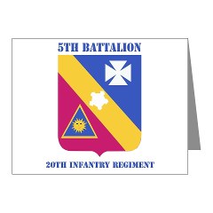 5B20IR - M01 - 02 - DUI - 5th Battalion - 20th Infantry Regiment with text Note Cards (Pk of 20)