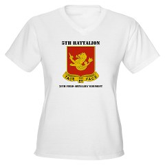 5B25FAR - A01 - 04 - DUI - 5th Bn - 25th Field Artillery Regiment with Text Women's V-Neck T-Shirt