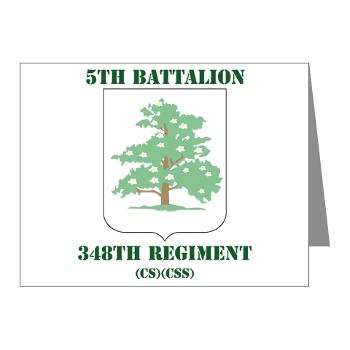 5B348R - M01 - 02 - DUI - 5th Battalion - 348th Regiment with Text - Note Cards (Pk of 20)
