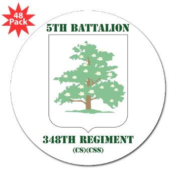 5B348R - M01 - 01 - DUI - 5th Battalion - 348th Regiment with Text - 3" Lapel Sticker (48 pk)