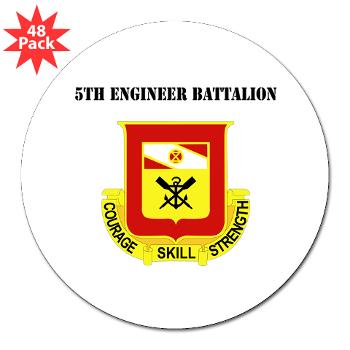 5EB - M01 - 01 - DUI - 5th Engineer Battalion with Text - 3" Lapel Sticker (48 pk)