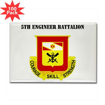 5EB - M01 - 01 - DUI - 5th Engineer Battalion with Text - Rectangle Magnet (100 pack)