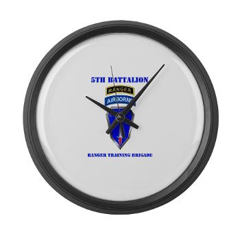 5RTB - M01 - 04 - DUI - 5th Ranger Training Bde with Text - Large Wall Clock