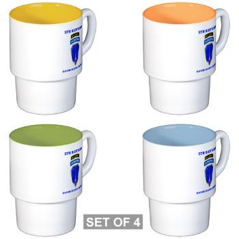 5RTB - M01 - 04 - DUI - 5th Ranger Training Bde with Text - Stackable Mug Set (4 mugs)