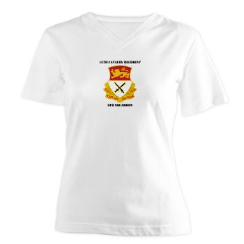 5S15CR - A01 - 04 - DUI - 5th Squadron - 15th Cavalry Regiment with Text - Women's V-Neck T-Shirt