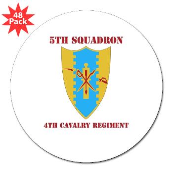 5S4CR - M01 - 01 - DUI - 5th Sqdrn - 4th Cavalry Regt with Text - 3" Lapel Sticker (48 pk)