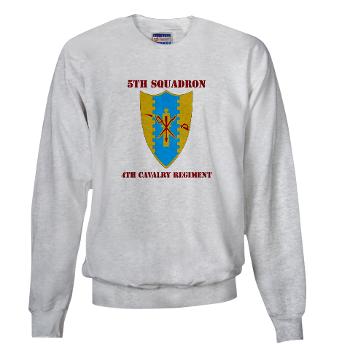 5S4CR - A01 - 03 - DUI - 5th Sqdrn - 4th Cavalry Regt with Text - Sweatshirt - Click Image to Close