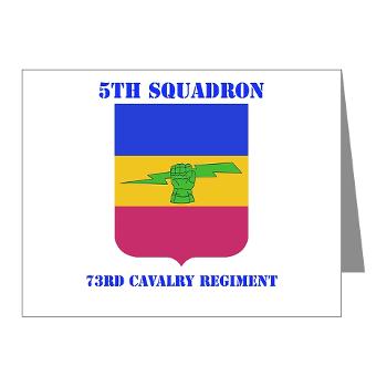 5S73CR - M01 - 02 - DUI - 5th Sqdrn - 73rd Cavalry Regiment with Text - Note Cards (Pk of 20)