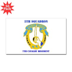 5S7CR - M01 - 01 - DUI - 5th Sqdrn - 7th Cavalry Regt with Text - Sticker (Rectangle 50 pk)
