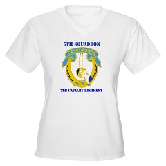 5S7CR - A01 - 04 - DUI - 5th Sqdrn - 7th Cavalry Regt with Text - Women's V-Neck T-Shirt