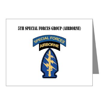 5SFG - M01 - 02 - SSI - 5th Special Forces Grp (Abn) with Text - Note Cards (Pk of 20)