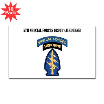 5SFG - M01 - 01 - SSI - 5th Special Forces Grp (Abn) with Text - Sticker (Rectangle 10 pk)