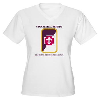 62MBHHC - A01 - 04 - DUI - Headquarter and Headquarters Company with Text Women's V-Neck T-Shirt