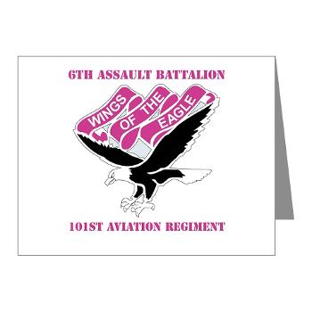 6AB101AR - M01 - 02 - DUI - 6th Aslt Bn - 101st Aviation Regiment with Text Note Cards (Pk of 20)