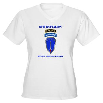 6RTB - A01 - 04 - DUI - 6th Ranger Training Bde with Text - Women's V -Neck T-Shirt - Click Image to Close