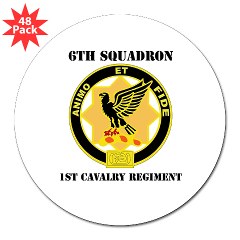 6S1CR - M01 - 01 - DUI - 6th Squadron - 1st Cavalry Regiment with Text 3" Lapel Sticker (48 pk)