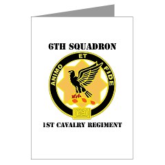 6S1CR - M01 - 02 - DUI - 6th Squadron - 1st Cavalry Regiment with Text Greeting Cards (Pk of 10)