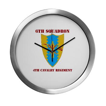 6S4CR - M01 - 03 - DUI - 6th Sqdrn - 4th Cavalry Regiment with Text Modern Wall Clock