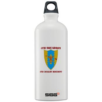 6S4CR - M01 - 03 - DUI - 6th Sqdrn - 4th Cavalry Regiment with Text Sigg Water Bottle 1.0L