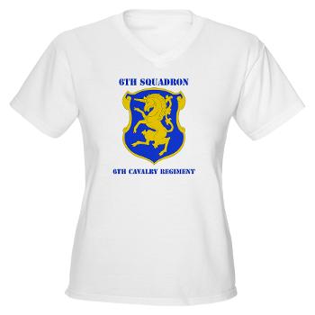 6S6CR - A01 - 04 - DUI - 6th Sqdrn - 6th Cavalry Regt with Text - Women's V-Neck T-Shirt