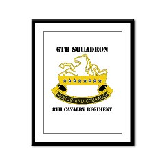 6S8CR - M01 - 02 - DUI - 6th Sqdrn - 8th Cavalry Regiment with Text - Framed Panel Print