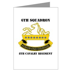 6S8CR - M01 - 02 - DUI - 6th Sqdrn - 8th Cavalry Regiment with Text - Greeting Cards (Pk of 10)