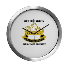 6S8CR - M01 - 03 - DUI - 6th Sqdrn - 8th Cavalry Regiment with Text - Modern Wall Clock