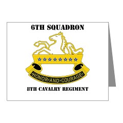 6S8CR - M01 - 02 - DUI - 6th Sqdrn - 8th Cavalry Regiment with Text - Note Cards (Pk of 20)