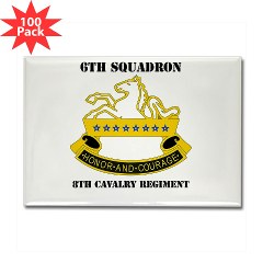 6S8CR - M01 - 01 - DUI - 6th Sqdrn - 8th Cavalry Regiment with Text - Rectangle Magnet (100 pack)