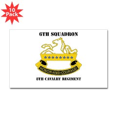6S8CR - M01 - 01 - DUI - 6th Sqdrn - 8th Cavalry Regiment with Text - Sticker (Rectangle 10 pk)