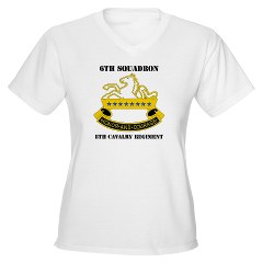 6S8CR - A01 - 04 - DUI - 6th Sqdrn - 8th Cavalry Regiment with Text - Women's V-Neck T-Shirt