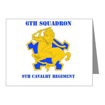 6S9CR - M01 - 02 - DUI - 6th Squadron - 9th Cavalry Regiment with Text - Note Cards (Pk of 20) - Click Image to Close