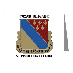702BSB - M01 - 02 - DUI - 702nd Bde - Support Bn with Text - Note Cards (Pk of 20) - Click Image to Close
