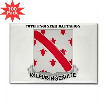 70EB - M01 - 01 - DUI - 70th Engineer Battalion with Text - Rectangle Magnet (100 pack)