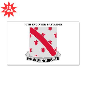70EB - M01 - 01 - DUI - 70th Engineer Battalion with Text - Sticker (Rectangle 10 pk)