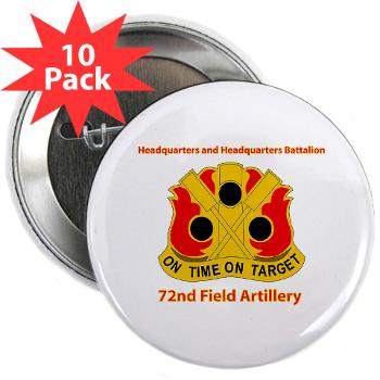 72FABHHB - M01 - 01 - Headquarters and Headquarters Battalion with Text - 2.25" Button (10 pack)