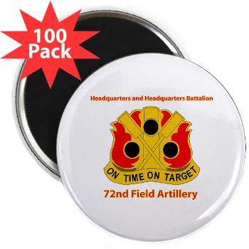 72FABHHB - M01 - 01 - Headquarters and Headquarters Battalion with Text - 2.25" Magnet (100 pack)