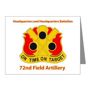 72FABHHB - M01 - 02 - Headquarters and Headquarters Battalion with Text - Note Cards (Pk of 20) - Click Image to Close
