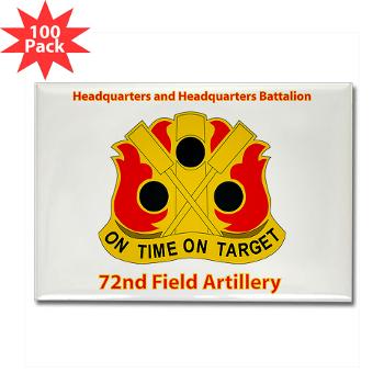 72FABHHB - M01 - 01 - Headquarters and Headquarters Battalion with Text - Rectangle Magnet (100 pack)